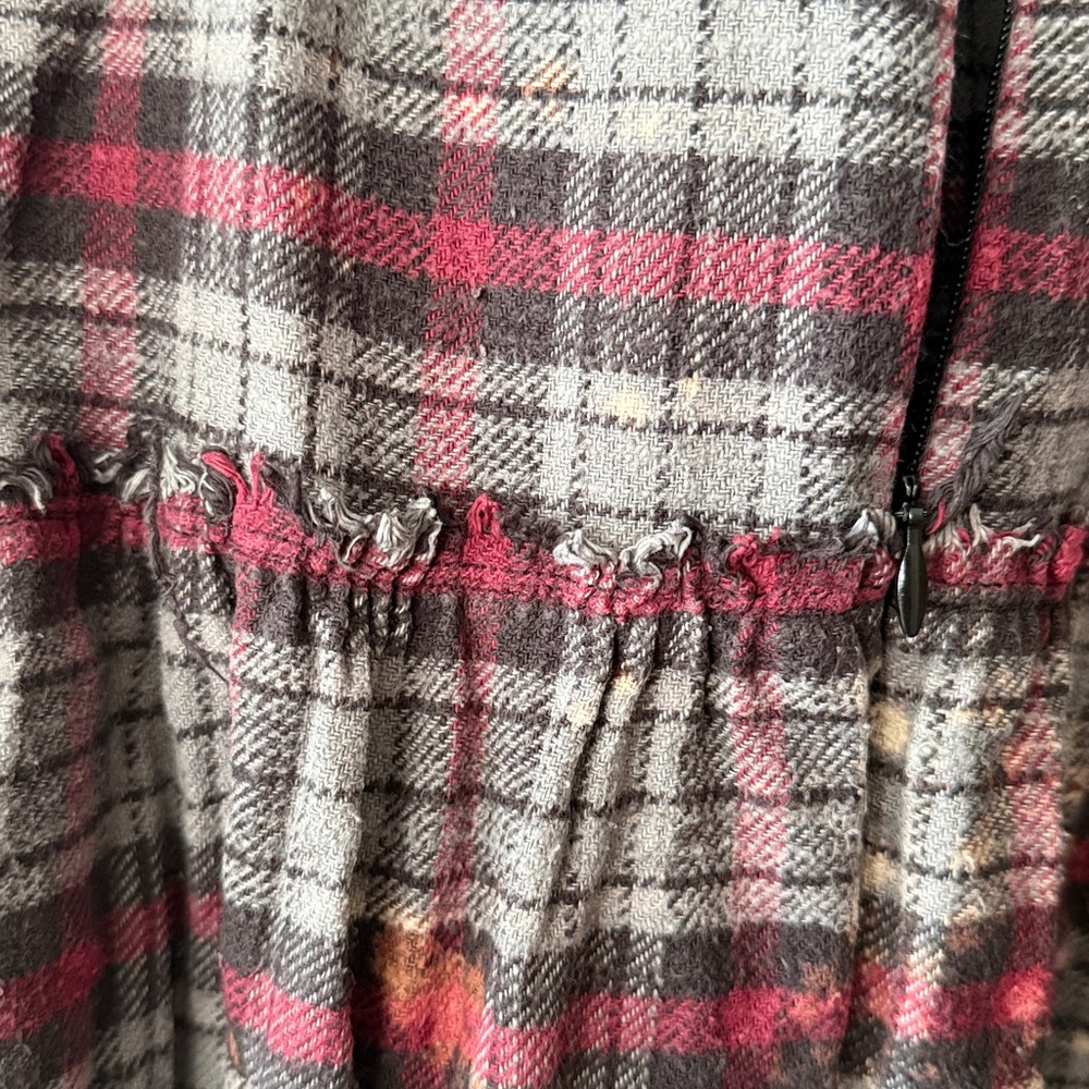 R13 Gothic Baby Doll Dress with Rings in Red/Blue Bleached Plaid M - Picture 7 of 10